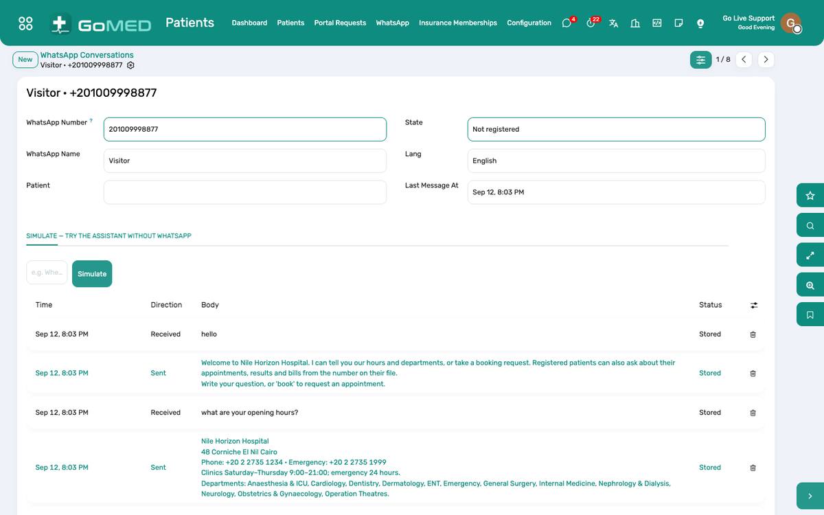 The AI assistant answering from the hospital’s own records.